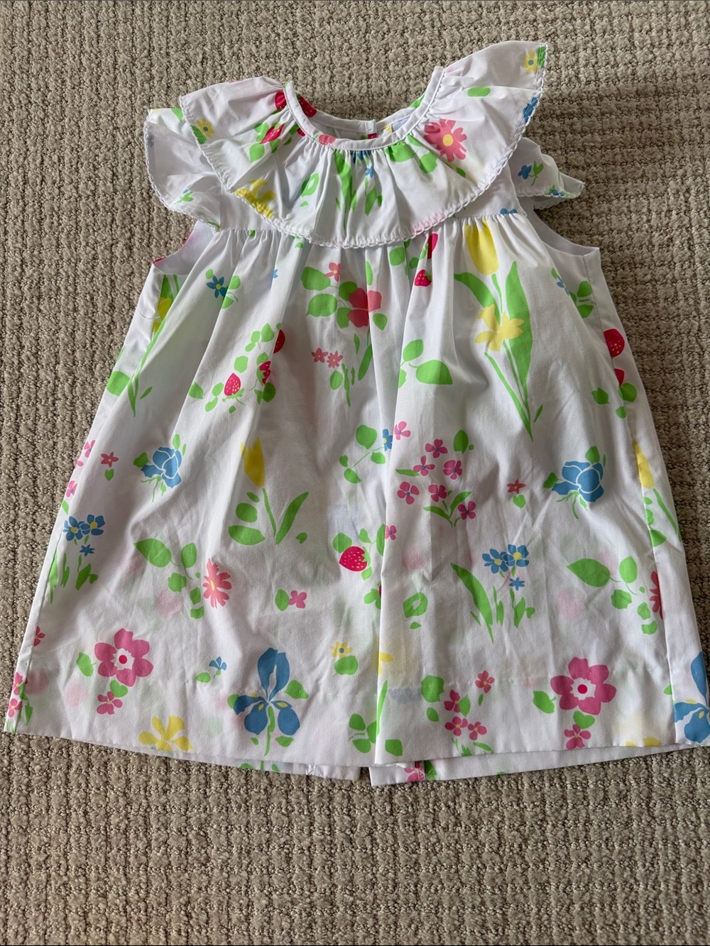 The Beaufort Bonnet Company White Dress with Pink and Green Floral Print